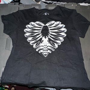 Cartel Ink Black Skeleton Heart Graphic Tee
